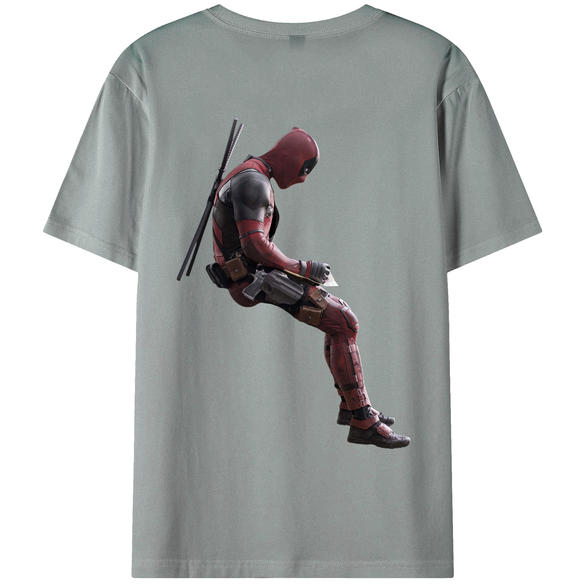 （画像用） Deadpool デッドプール 綿100％ メンズ半袖Tシャツ（バックプリント） 通気性